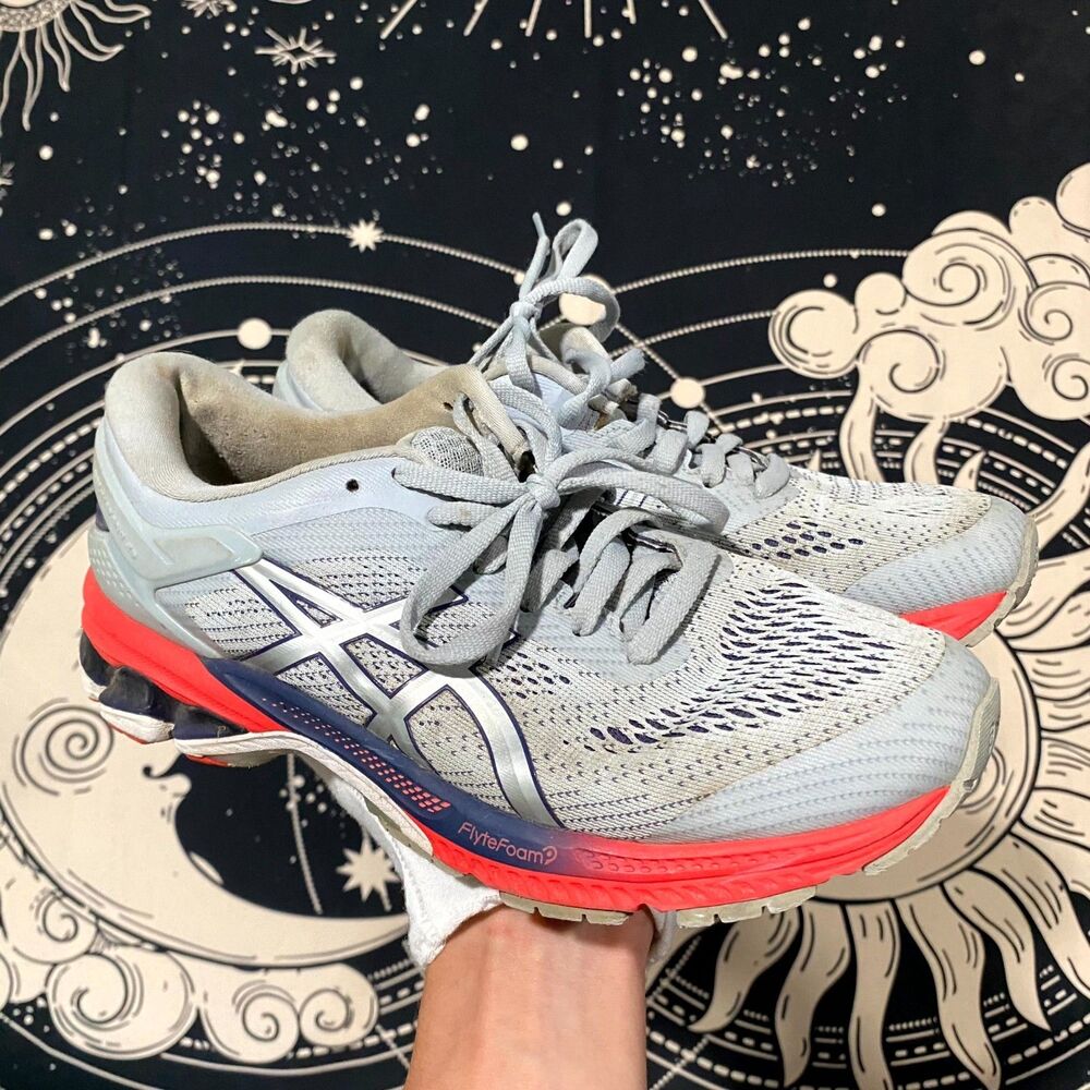 Asics Gel-Kayano 26 1012A457 Athletic Sneaker Womens 7.5 Gray Jacquard Sports